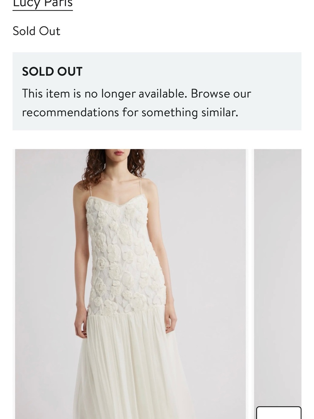 Lucy Paris Ivory Strapless Floral Appliqué Slip Gown